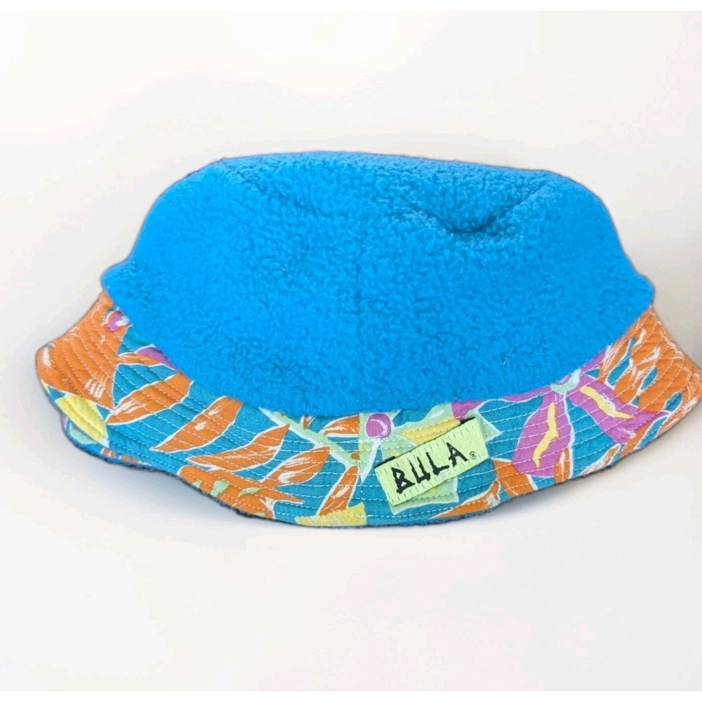Vintage BULA Bucket Hat W Ear Flaps Fleece Med/Large Abstract Multicolor 90s 80s